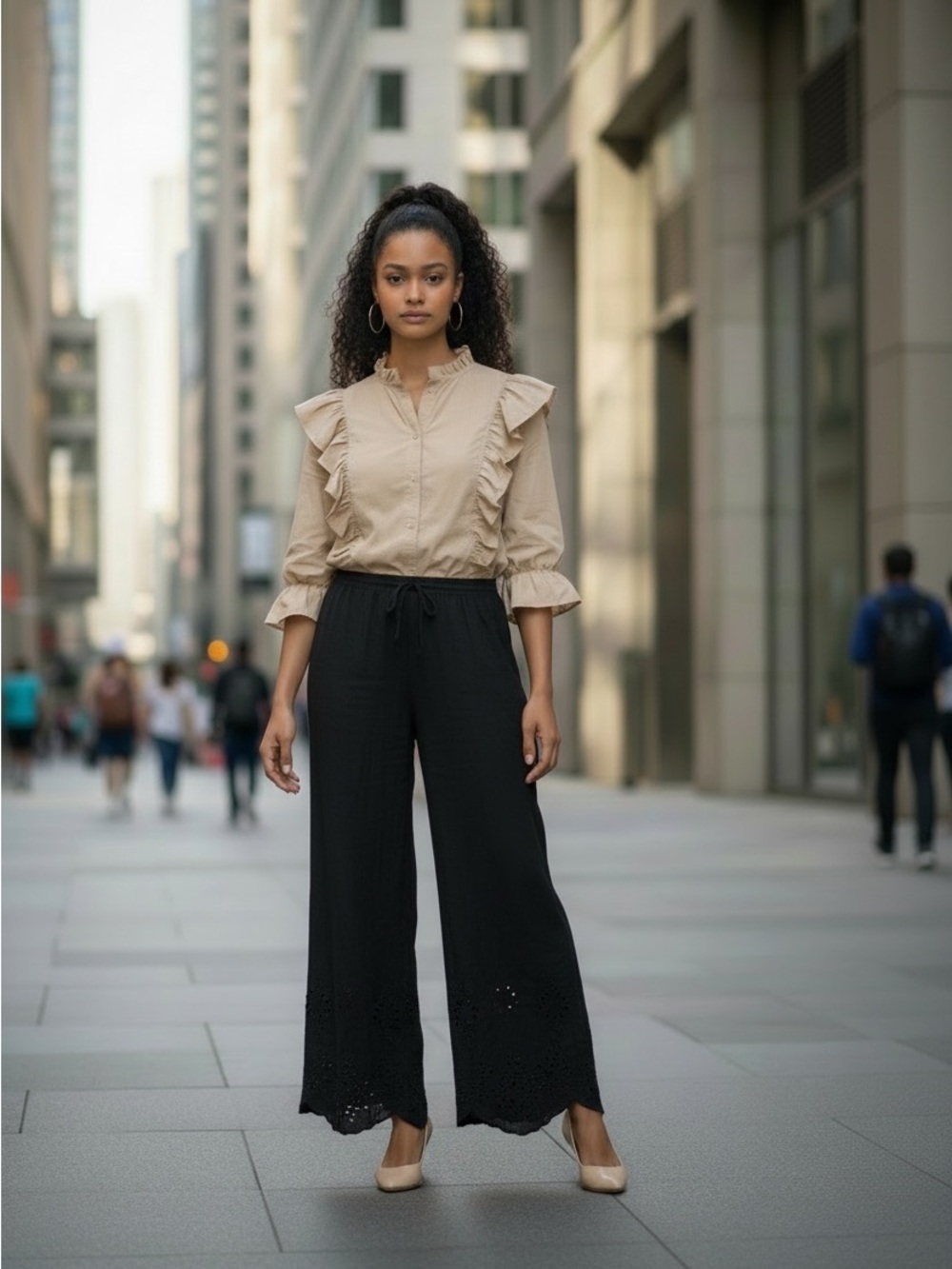 Future Collection Wide-Leg Black Palazzo Pants